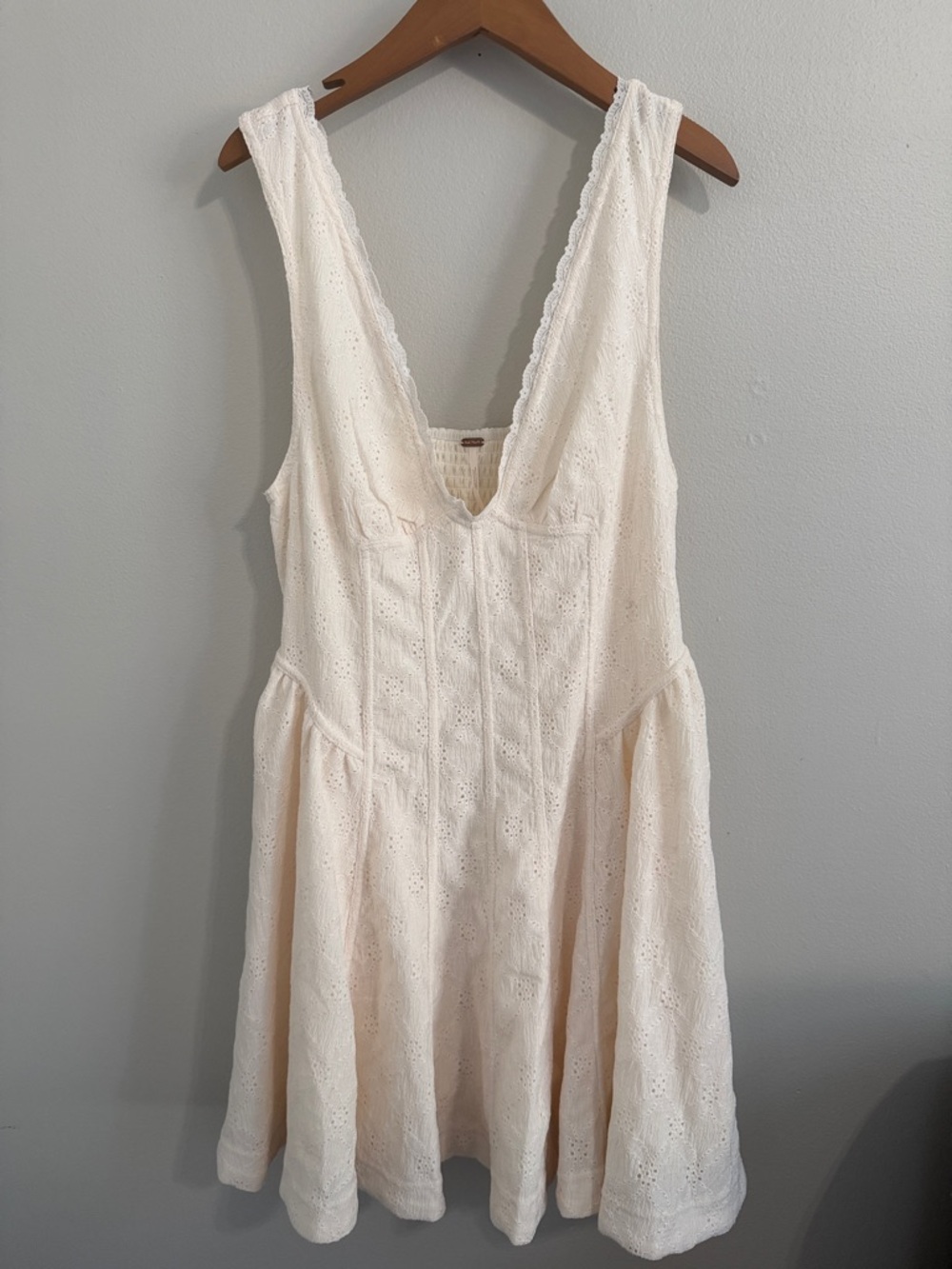 Free People Ivory Eyelet Mini Dress